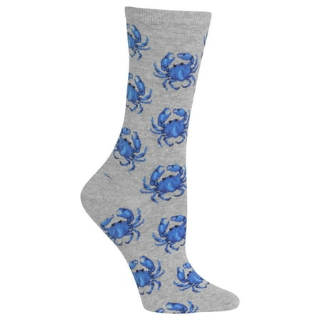Hot Sox Womens Crabs Crew Socks, Womens Shoe Size 4-10.5, Grey, Womens Shoe Size