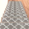 thumbnail image 1 of Sofihas Carpet Stair Treads for Wooden Steps, Indoor Staircase Step Treads with Thick Carpet & Modern Design, 9'' x 28'', Gray/Ivory, Pack of 7, 1 of 7
