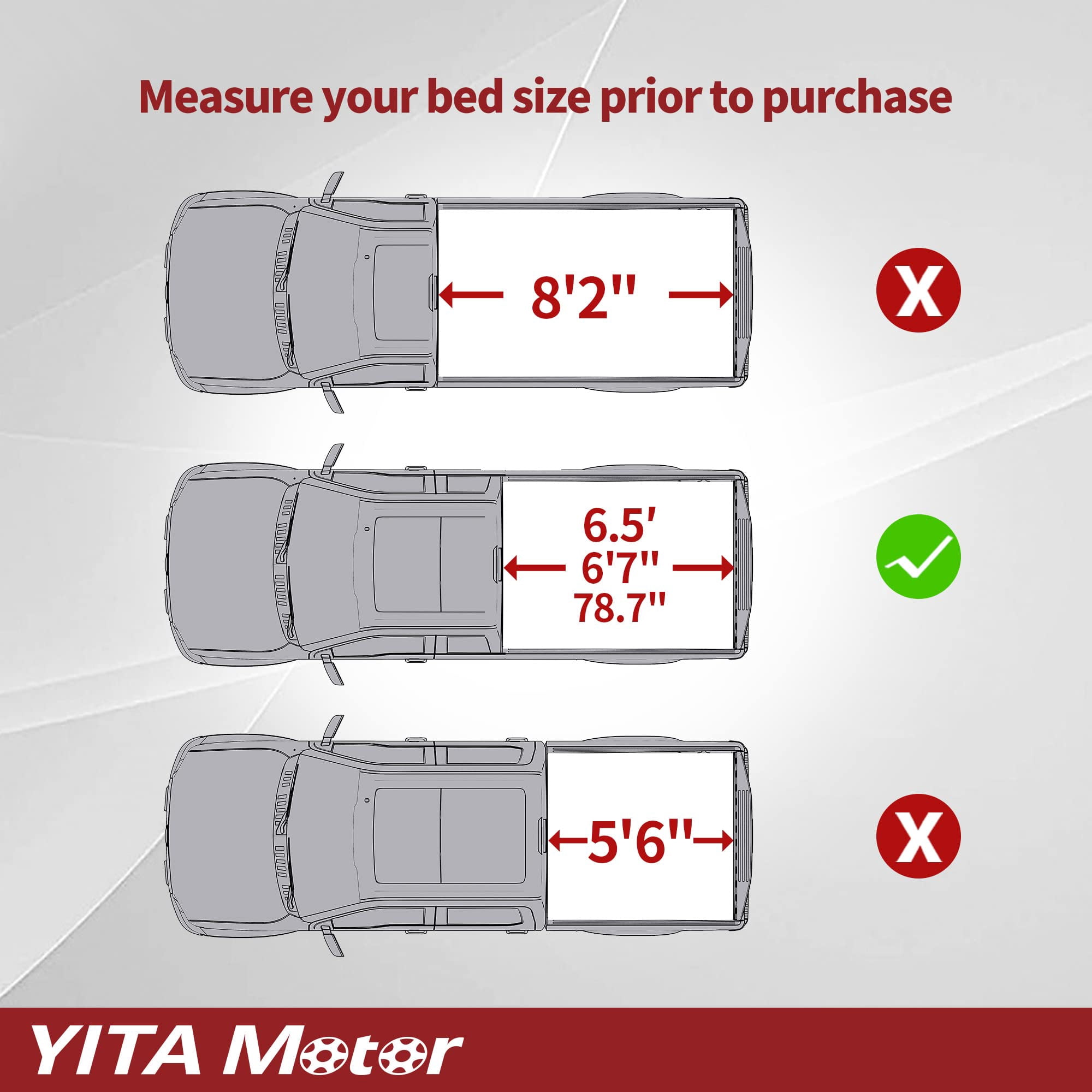 RVNI 6.5 ft Soft Quad Fold Truck Bed Tonneau Cover for 2004-2015 Nissan Titan Fleetside Bed