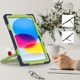 thumbnail image 5 of iPad 10th Generation Case 2022,iPad 10th Gen 10.9 inch Rugged Case with Screen Protector,Rotating Stand/Pencil Holder/Carrying Shoulder Strap - Navybulue+Lime, 5 of 10