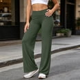thumbnail image 7 of Dwellite Leggings for Womens Straight Leg Gym Yoga Pants High Waist Lifting Wide Leg Workout Pants with Pockets 2026 Green M, 7 of 7