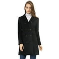 thumbnail image 2 of INSPIRE CHIC Women's Notched Lapel Collar Double Breasted Mid Length Overcoat, 2 of 6