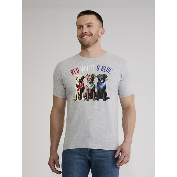 Men’s and Big Men's 4th of July USA Patriot Dog Americana Graphic Tee Shirt by Way to Celebrate, Sizes XS-3XL