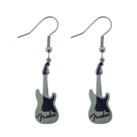 Fender Fans Guitar Logo Dangle Earrings Fashion Gift Silver Metal