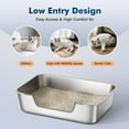 thumbnail image 3 of Stainless Steel Cat Litter Box with Low Entry, Metal Kitty Litter Box for Senior or Injured Cats, Odor-Free, Non-Stick, Easy to Clean, 17.5"x13.6"x5.9", Litter Pan for Medium and Small Cats, 3 of 6