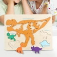 thumbnail image 6 of MERIGLARE Wooden Puzzles Preschool Learning Toys Birthday Holiday Gift Cognition Skill Educational Toys Matching Game Preschool Ages 3+ Dinosaur, 6 of 7