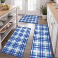 thumbnail image 2 of Blue and White Grid Pattern Kitchen Rugs Sets Of 3,Kitchen Runner Rugs Non Skid Washable,Decorative Kitchen Floor Mats for Kitchen,Sink,Laundry,17"x30"+ 17"x47" + 17"x59", 2 of 6