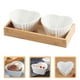 thumbnail image 4 of 1 juego de plato de postre de cerámica con forma de corazón y bandeja de bambú para el hogar, 4 of 7
