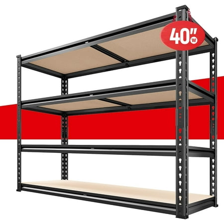 REIBII 40" W Garage Shelving 2000LBS Storage Shelves Heavy Duty Shelving 4 Tier Adjustable Metal Shelves for Garage Shelves Storage Rack Closet Shelving Pantry Shelves Utility Shelf,40" W*20''D*60''H