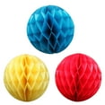 thumbnail image 1 of PTOOTP 3 bolas de papel de 8 pulgadas, decoración creativa para bodas, fiestas, bodas y festivales (rojo, azul y amarillo)., 1 of 7