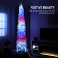 thumbnail image 3 of CoSoTower 9ft Christmas Tree with Colourful DIY Synchronized LEDs, Hinged Pencil Xmas Tree with Remote, Daily Timer, White, 3 of 7