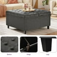 thumbnail image 2 of Dextrus 16.14'' H Coffee Table Square Storage Ottoman, Dark Gray Faux Leather, 2 of 6