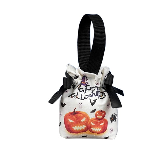 Black Fall Festival Candy Tote Bag With Handle, Reusable Non-Woven Treat Container For Parties, Large Capacity Gift Pouch 6.3X5.91X1.97 Inches