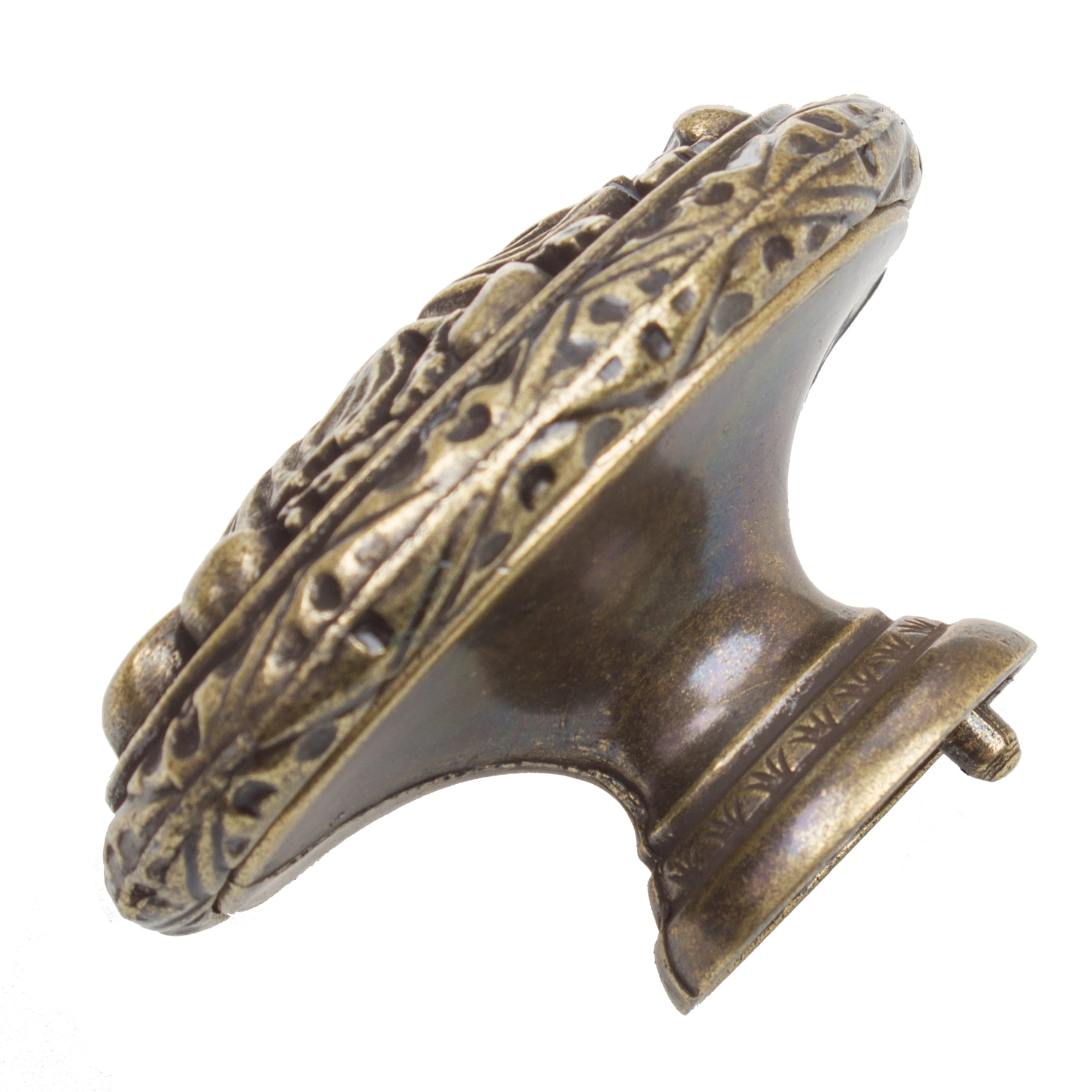 GlideRite 2 in. Old World Ornate Oval Cabinet Knob, Antique Brass, Pack of 5
