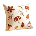 thumbnail image 2 of Linen Embroidery Throw Pillow Cover Red Spotted Leaf Decorative Cushion Case Fall Pillowcase for Sofa Couch 18x18 by OVFUIZ, 2 of 6