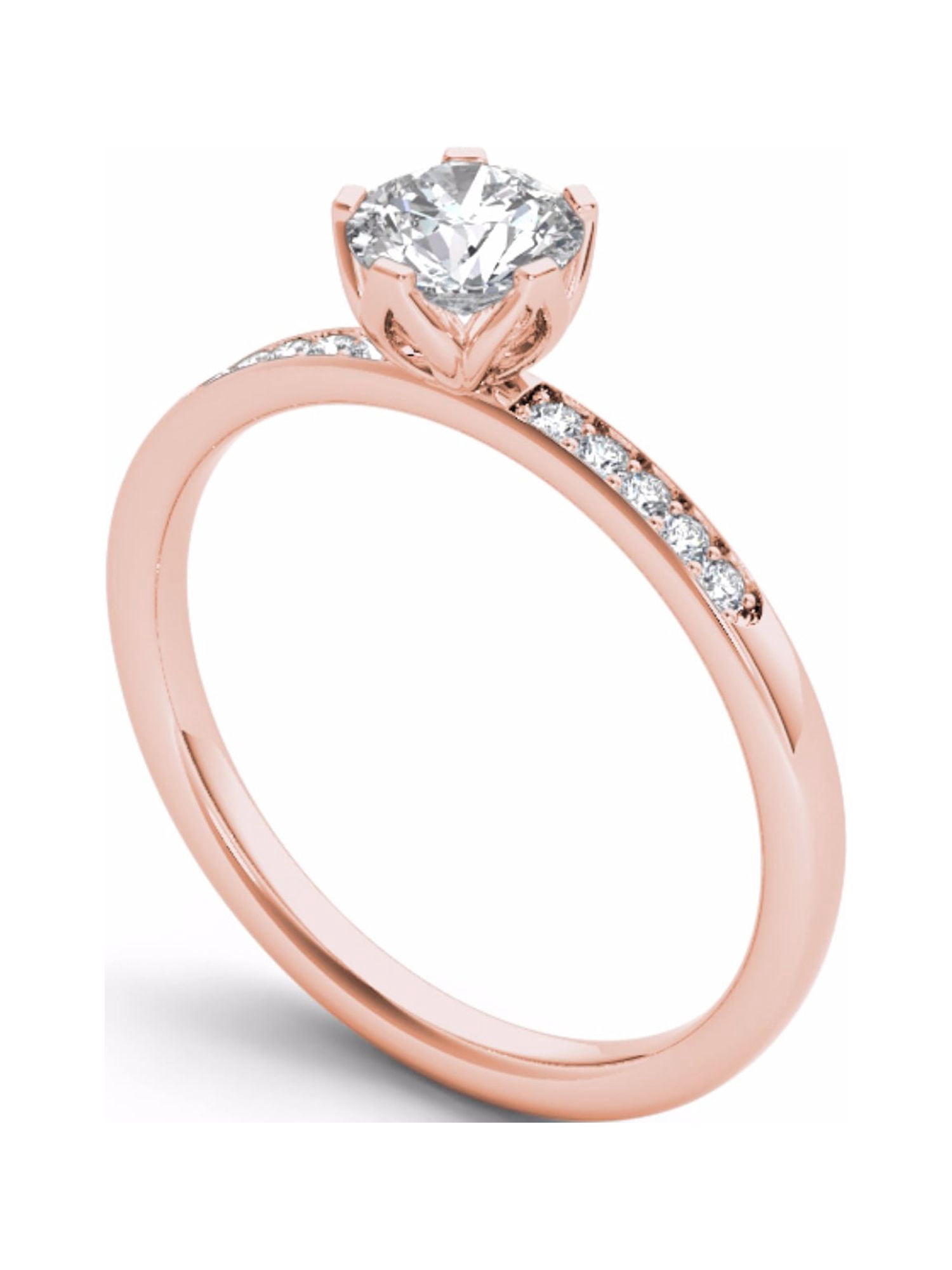 1/2 Carat T.W. Diamond Classic 14kt Rose Gold Engagement Ring