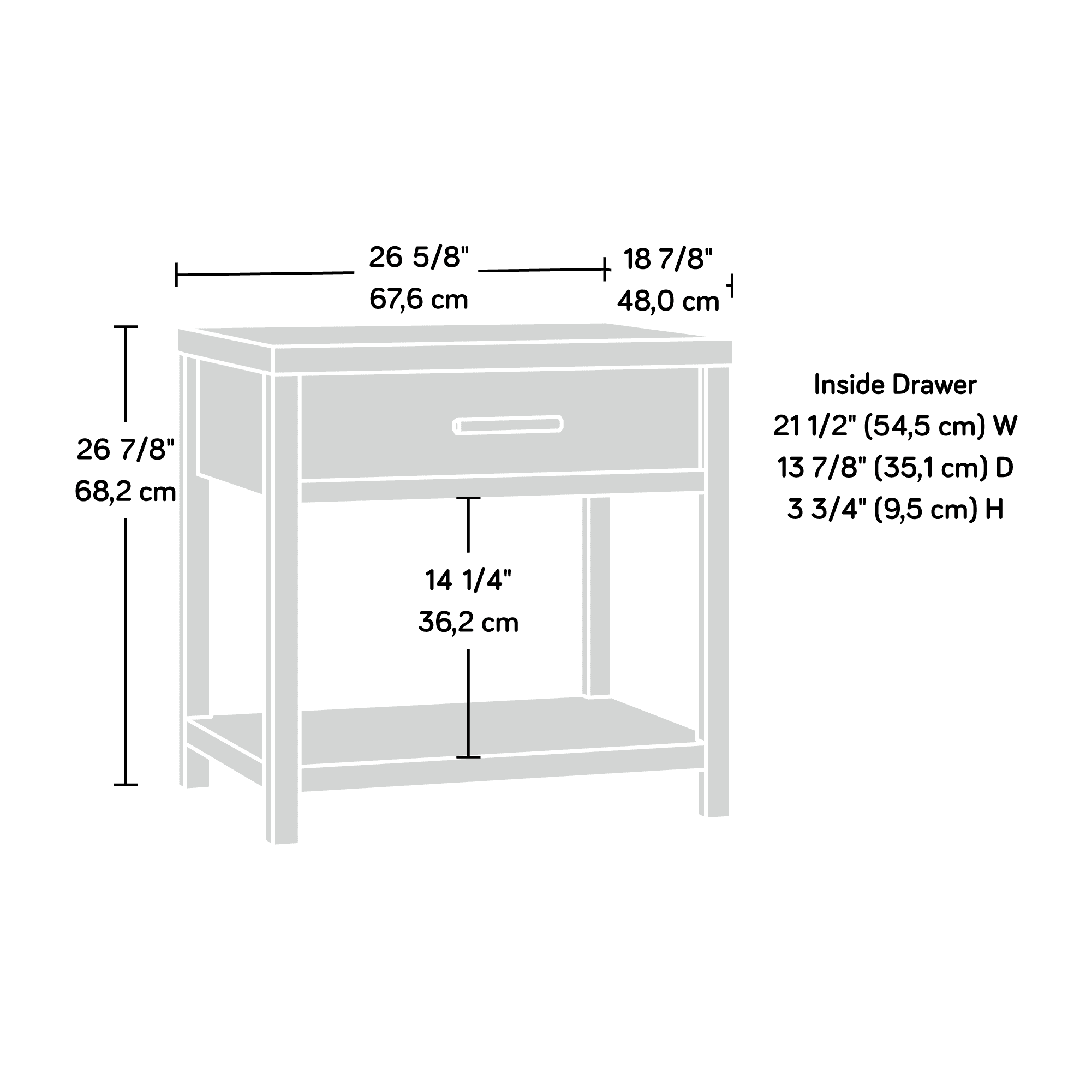 Erie Collection by Sauder 1-Drawer Nightstand with 2 USB A ports, Timber Oak Finish