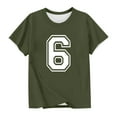 thumbnail image 4 of TEAJOPSUU Boys Girls Short Sleeve Athletic Shirts Number 6 Jerseys Crew Neck T-Shirts Moisture-Wicking Sports Uniforms,Basketball,Football Tees B-Olive Green, 4 of 6