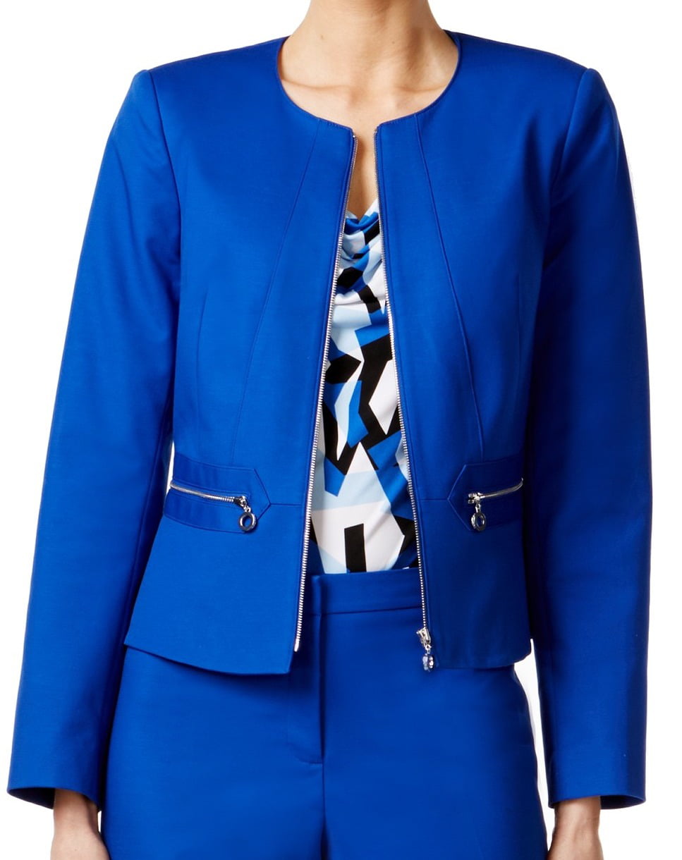 Calvin Klein NEW Blue Regatta Women's Size 2 Full-Zip Blazer Jacket