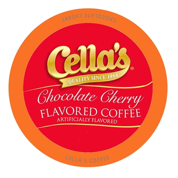 Cella's Chocolate Cherry Coffee Pods Compatible with Keurig K Cup Brewers, Medium Roast Flavored Coffee, Smooth Single Serve Pods for Home and Office, 40 Count