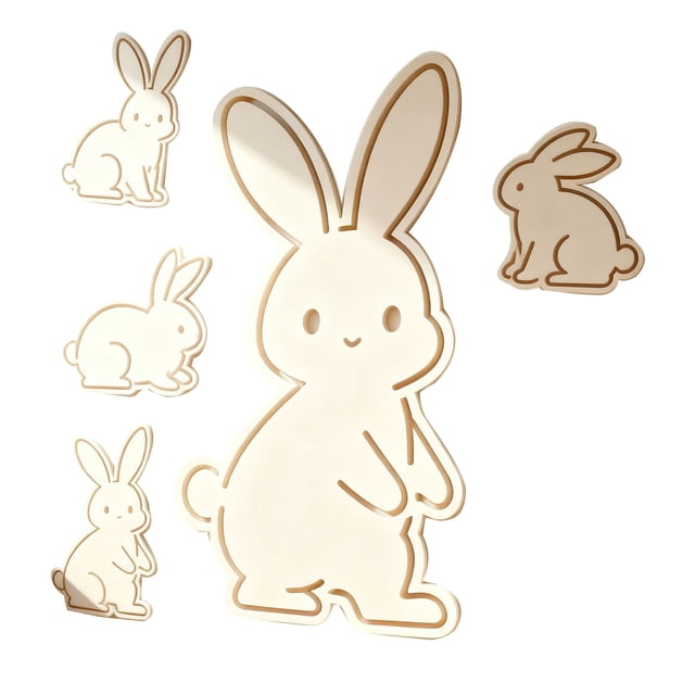 Lindo conejito de Pascua, calcomanía de pared de madera, decoración de pared para habitación de niños, aula, sala de estar, sala de juegos, dormitorio