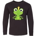 thumbnail image 3 of Inktastic Cute Frog, Green Frog, Frog Prince, Crown Long Sleeve Youth T-Shirt, 3 of 5