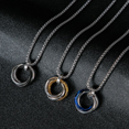 thumbnail image 3 of Three-Ring Pendant Necklace with Simple Sense All-Match Men's Titanium Steel Personalized Hip Hop Accessories（Black）, 3 of 4