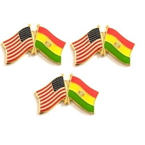 Bolivia & US Crossed Flag Lapel Pins, Pack of 3