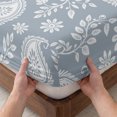 thumbnail image 3 of Twin Sze Fitted Sheet Set - Blue Paisley 2 Piece Bedding Sets 16" Deep Pocket Fitted Sheet with 1 Pillowcase, Ethnic Vintage Floral Botanical Abstract Brushed Microfiber Hotel Luxury Bed Sheets, 3 of 9