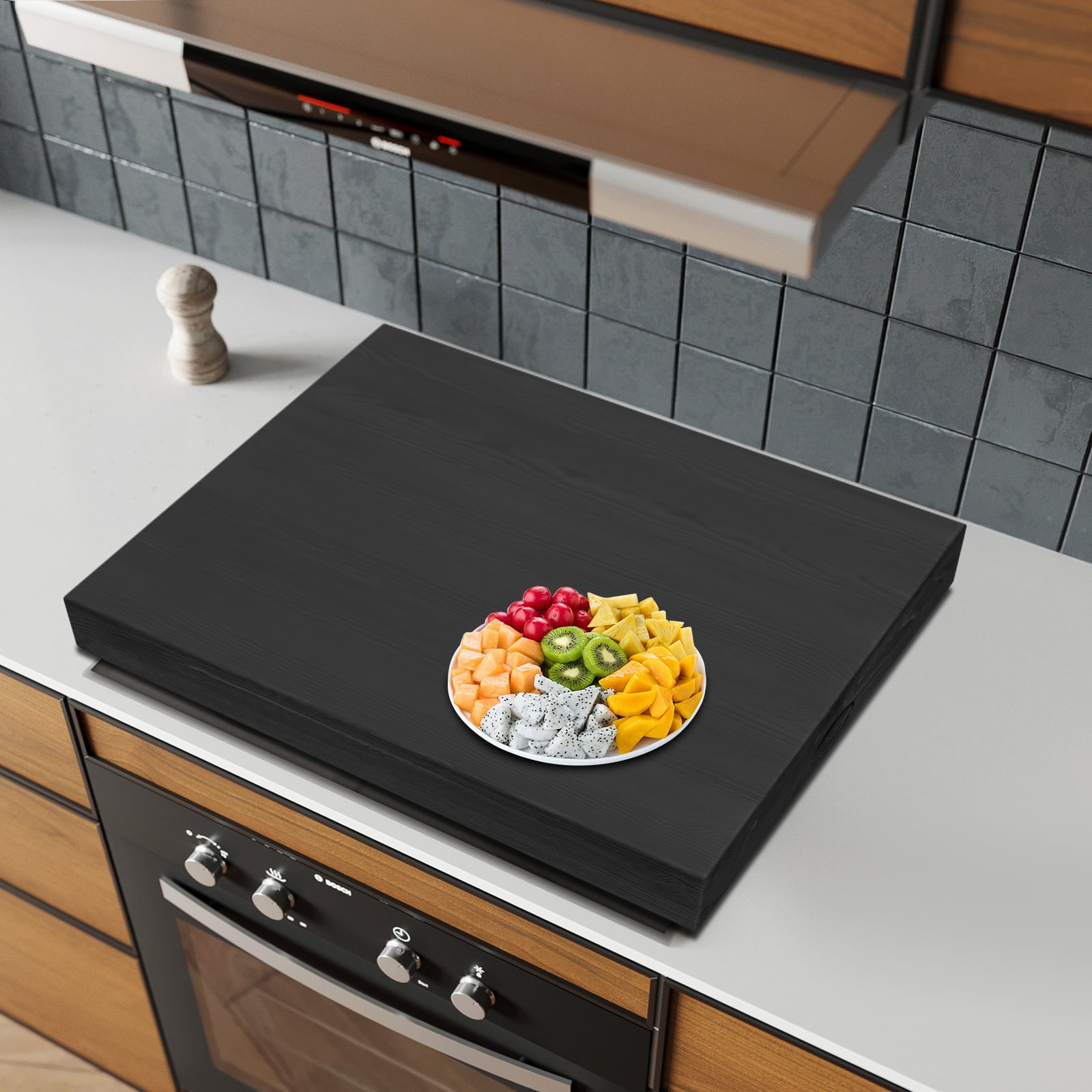 Pine Wood Stove Top Cover Noodle Board Stove Cover Stove Cover Protector Black