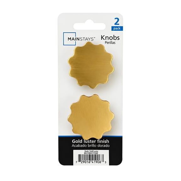 Mainstays Scallop Flower Knob, Gold Luster, 2 Pack