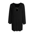 thumbnail image 2 of Kilaqueen Womens Crochet Knit Swimsuit Coverup Hollow Out V-Neck Long Sleeve Tunic Tops Oversized Beach Bathing Suit Cover Up, 2 of 3