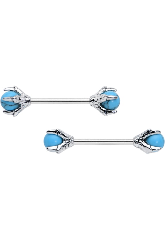 14G Womens Piercing Stainless Steel 2Pc Skeleton Hand Nipple Ring Set 5/8