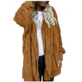 thumbnail image 2 of IMENGL Autumn winter solid color pocket plush warm cardigan, Brown L, Size M-5XL, 2 of 7