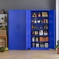 thumbnail image 4 of MIIIKO Metal Storage Cabinet with Locking Doors, Blue Garage Lockable Steel Cabinets with 4 Doors and 5 Shelves for Home, Garage, Pantry Workshop Warehouse, 4 of 6