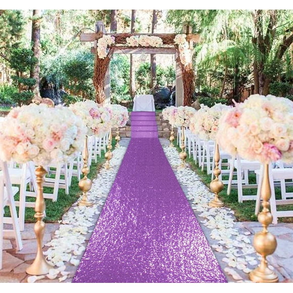 DUOBAO Aisle Runner for Wedding 15FTx2FT Sequin Aisle-Runner Indoor Outdoor Ceremonies Decor Lavender Carpet Runners Rugs Church Runner Wedding Walkway