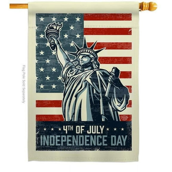 Ornament Collection H192217-BO 28 x 40 in. Liberty July 4th American Vertical House Flag with Double-Sided Decorative Banner Garden Yard Gift