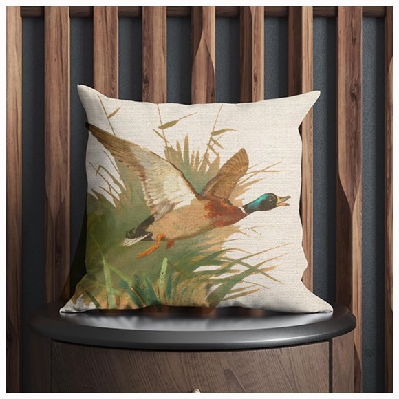 Funda de almohada Icotoibabie Linen Mallard Duck 45 cm x 45 cm
