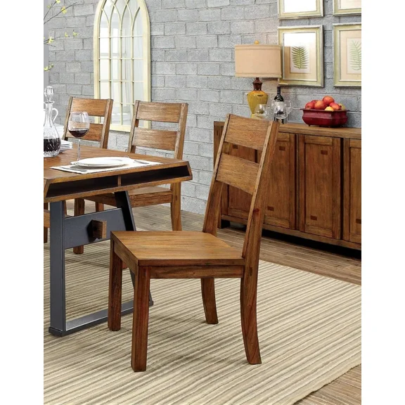 Rustic Modern Panel Back Chairs Set of 6pc Dining Chairs Dining Room Furniture Dark Oak Solid wood