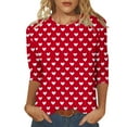 thumbnail image 1 of Penkiiy Chemises de la Saint-Valentin pour Femmes Décontractées Manches 3/4 Col Rond Blouses Imprimé Mignon Tuniques Tops 2025 L Multicolore, 1 of 5