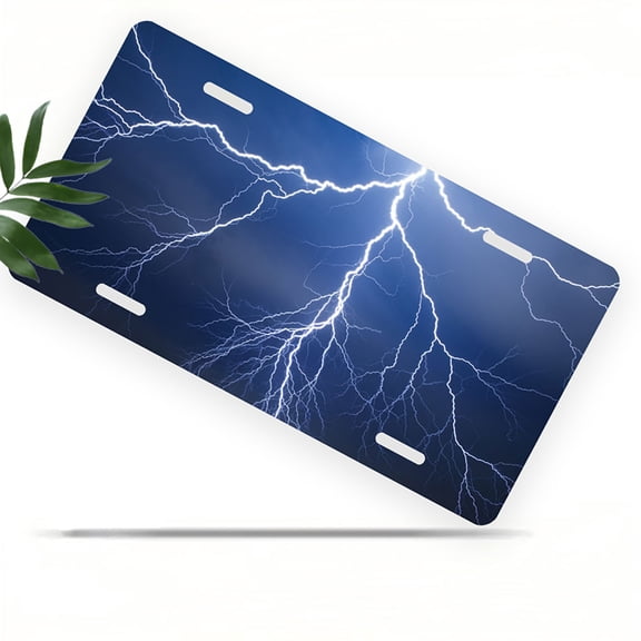 Lightning Storm Front License Plate, Metal License Plate, Funny Standard Plates Personalized Novelty Decorative For Men/Women/Boys/Girls Car 612 Inch