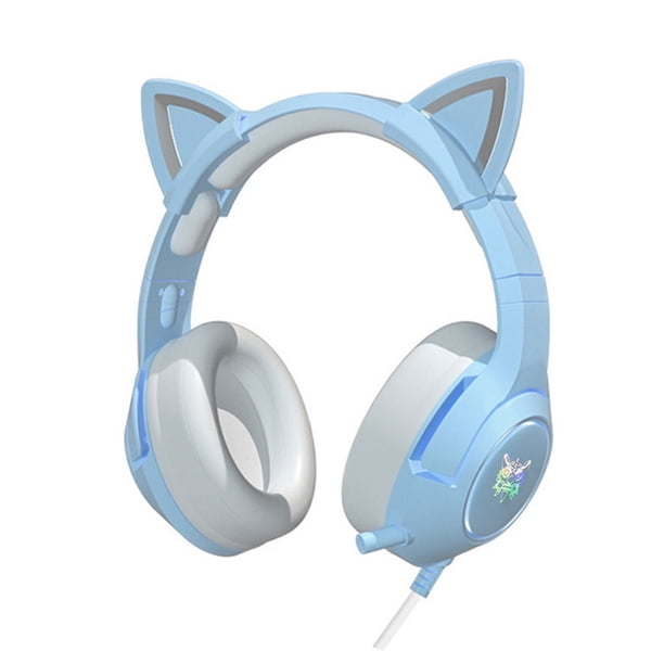 Computadora montada en la cabeza de K9 con orejas de gato rosa para juegos de deportes electrónicos y Mac