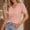 Pink, variant on Gamivast Women's V Neck T-Shirts Short Sleeve Cable Knit Casual Tops Slim Fit Pullover Sweaters Basic Ribbed Blouses Lightweight Summer Fall Everyday Lounge Wear