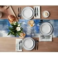 thumbnail image 3 of Table Runner Dresser Scarves 70 Inch Long, Blue Grey White Gradient Blocks Linen Dining Table Runners Abstract Graffiti Painting Tabletop Scarf for Wedding Holiday Party Kitchen, 3 of 7
