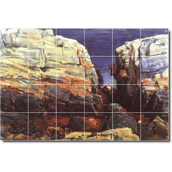 Ceramic Tile Mural-Childe Hassam Landscapes Painting 178. 25.5" w x 17" h using (24) 4.25 x 4.25 ceramic tiles