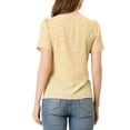 thumbnail image 3 of Blusa suelta amarilla de manga corta con cuello en V y estampado para mujer INSPIRE CHIC, talla S, 3 of 7