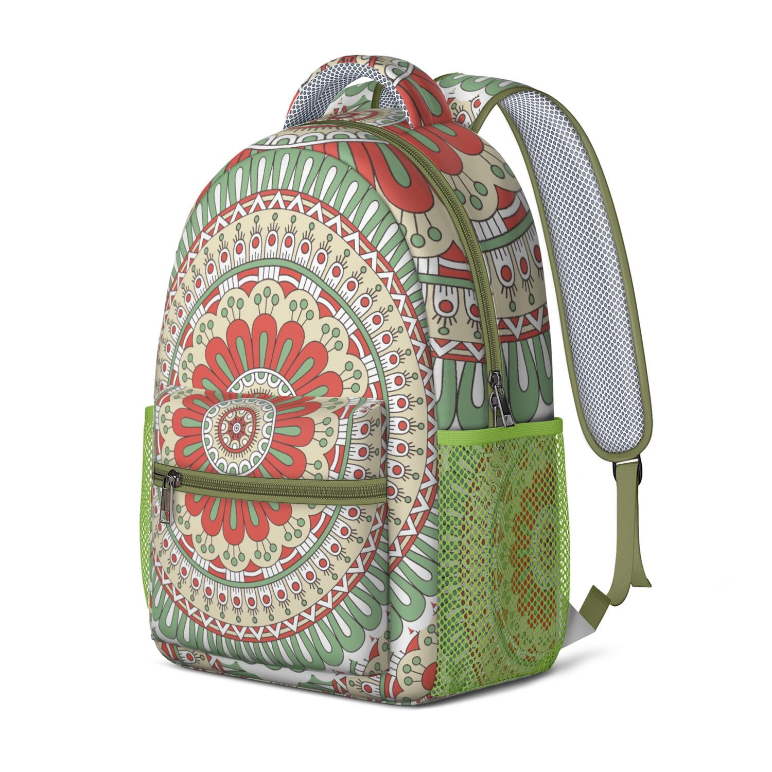 Folk Geometric Mandala Student Backpack - Stylish Waterproof School Bag for College Students
