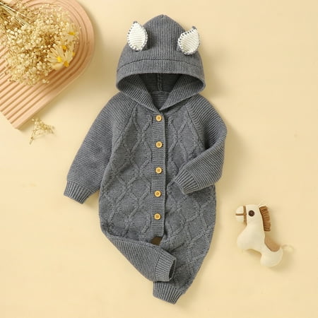 

TOWED22 Autumn Winter Casual Clothing Unisex Baby Romper Bodysuit Baby Boy Girl Outfits Clothes One Piece Jumpsuit Grey