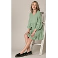 thumbnail image 6 of MBJ WDR2354 Women Short Sleeve Tunic Dress V Neck Casual Loose Flowy Swing Shift Dresses L SAGE, 6 of 6