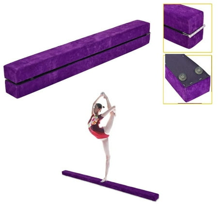 Ktaxon Upgrade 7' Folding Gymnastics Balance Beam for Skill Performance Training, Purple, Flannel &